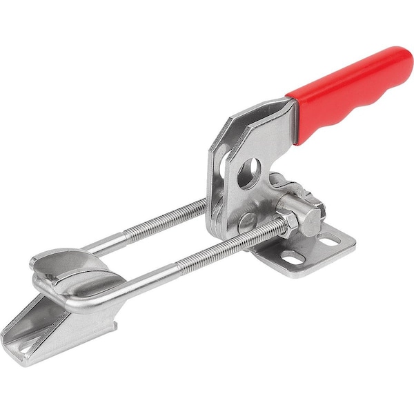 Kipp Latch-Action Clamp Horizontal With Fixed Jaw L1=49, 8, Stainless Steel Bright, Comp:Plastic Comp:Red K1260.14000 - main